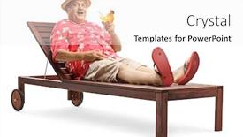  Presentation with tourist - Colorful presentation enhanced with elderly-male-tourist-lying backdrop and a white colored foreground