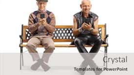  Presentation with man sitting bench - Slides having elderly-man-and-a-punker background and a light gray colored foreground