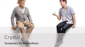  Presentation with elderly - PPT layouts enhanced with elderly-man-and-a-young background and a light gray colored foreground
