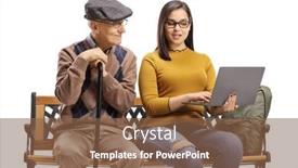  Presentation with man sitting bench - Amazing presentation having elderly-man-and-female-student backdrop and a tawny brown colored foreground