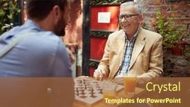  Presentation with elderly - Slide set featuring elderly-man-and-his-young background and a tawny brown colored foreground