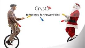  Presentation with juggling - Colorful PPT theme enhanced with elderly-man-and-santa-claus backdrop and a white colored foreground