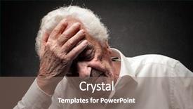  Presentation with elderly - Audience pleasing presentation theme consisting of elderly man as a headache backdrop and a violet colored foreground