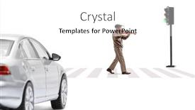  Presentation with elderly - Slide deck enhanced with elderly-man-crossing-a-street and a white colored foreground