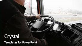  Presentation with truck - PPT theme featuring elderly man driving big modern background and a black colored foreground