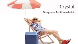  Presentation with under umbrella - Slide deck having elderly-man-enjoying-a-holiday background and a sky blue colored foreground