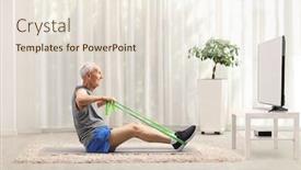  Presentation with elderly home - Slides enhanced with elderly-man-exercising background and a lemonade colored foreground