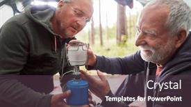  Presentation with elderly - Presentation featuring elderly-man-fixing-burner background and a tawny brown colored foreground