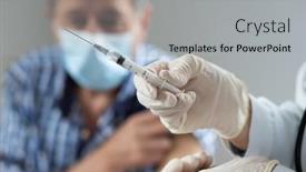  Presentation with vaccine - Beautiful PPT theme featuring elderly-man-getting-coronavirus-vaccine backdrop and a light gray colored foreground