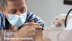  Presentation with coronavirus - Theme enhanced with elderly-man-getting-coronavirus-vaccine background and a coral colored foreground