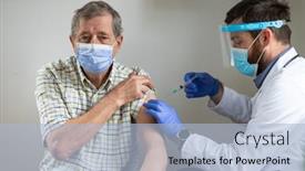  Presentation with vaccine - Slides consisting of elderly-man-getting-coronavirus-vaccine background and a light blue colored foreground