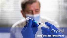  Presentation with vaccine - Theme consisting of elderly-man-getting-coronavirus-vaccine background and a ocean colored foreground