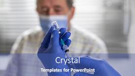  Presentation with vaccine - Audience pleasing PPT theme consisting of elderly-man-getting-coronavirus-vaccine backdrop and a ocean colored foreground