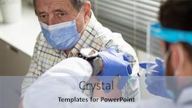  Presentation with coronavirus - Presentation having elderly-man-getting-coronavirus-vaccine background and a light blue colored foreground