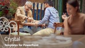  Presentation with good - Presentation design consisting of elderly-man-having-a-good background and a coral colored foreground