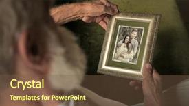  Presentation with young happy couple - Theme with elderly man holding photo frame background and a tawny brown colored foreground