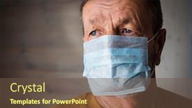  Presentation with gel concept for swine flu - Amazing PPT theme having elderly-man-in-a-medical backdrop and a tawny brown colored foreground