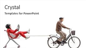  Presentation with racing - Slide set having go carts - elderly man in a racing background and a white colored foreground