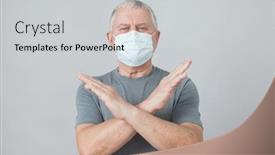  Presentation with epidemic - Cool new slide deck with elderly-man-in-medical-mask backdrop and a light gray colored foreground