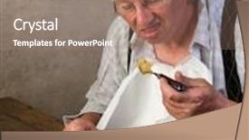  Presentation with nursing - Slide set featuring elderly man in nursing home disliking his ready made dinner background and a coral colored foreground