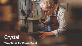  Presentation with workshop - Beautiful PPT layouts featuring elderly man in uniform backdrop and a tawny brown colored foreground