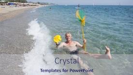  Presentation with sea fishing - Colorful theme enhanced with elderly-man-is-playing backdrop and a sky blue colored foreground