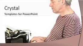  Presentation with old letter - PPT layouts featuring elderly man is writing a letter on a old black typewriter background and a white colored foreground