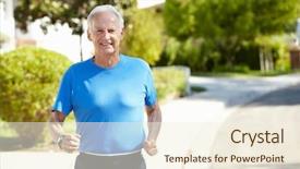  Presentation with elderly - Audience pleasing slide deck consisting of elderly man jogging backdrop and a cream colored foreground