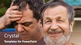  Presentation with elderly - Cool new PPT theme with elderly-man-laughs-maliciously backdrop and a tawny brown colored foreground