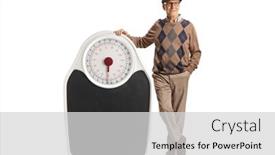  Presentation with weight - PPT theme enhanced with elderly-man-leaning and a light gray colored foreground