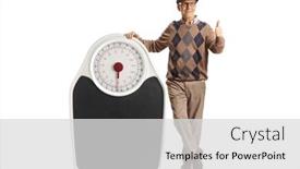  Presentation with weight - PPT theme with elderly-man-leaning and a light gray colored foreground