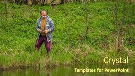  Presentation with fish net - PPT layouts enhanced with elderly-man-net-fish background and a tawny brown colored foreground