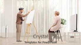  Presentation with elderly - Presentation theme with elderly-man-painting-a-portrait background and a soft green colored foreground