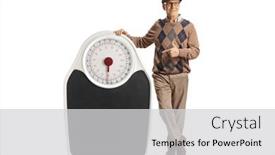  Presentation with weight - PPT theme enhanced with elderly-man-pointing and a light gray colored foreground