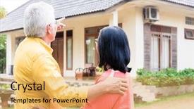  Presentation with residential - Presentation design having change ownership - elderly man pointing background and a yellow colored foreground