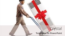  Presentation with air conditioning - Colorful PPT theme enhanced with elderly-man-pushing-an-air backdrop and a lemonade colored foreground