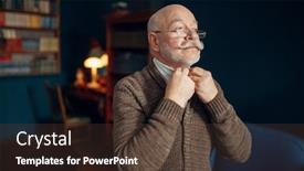  Presentation with elderly home - Beautiful slide set featuring elderly-man-puts backdrop and a tawny brown colored foreground