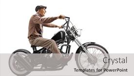  Presentation with custom - Cool new PPT layouts with elderly-man-riding-a-custom backdrop and a light gray colored foreground