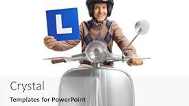  Presentation with white plate - Audience pleasing presentation theme consisting of elderly-man-riding-a-vintage backdrop and a white colored foreground