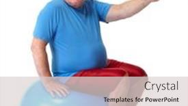  Presentation with elderly health - Audience pleasing PPT layouts consisting of elderly man sitting on exercise ball sport and health backdrop and a light gray colored foreground