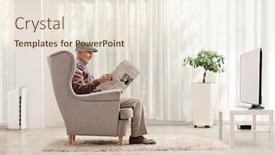  Presentation with elderly home - Beautiful slide set featuring elderly-man-sitting backdrop and a lemonade colored foreground