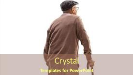  Presentation with cane - PPT theme with elderly-man-standing background and a coral colored foreground