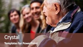  Presentation with story - Theme featuring elderly man telling stories background and a tawny brown colored foreground