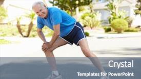  Presentation with elderly - Presentation theme having wram up - elderly man warming up background and a gray colored foreground