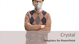  Presentation with pollution air - Cool new PPT theme with elderly-man-wearing-a-face backdrop and a mint green colored foreground