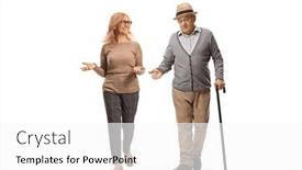  Presentation with cane - Slides featuring elderly-man-with-a-cane background and a white colored foreground