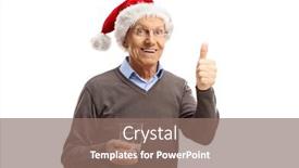  Presentation with santa claus holding scroll paper - Presentation design featuring elderly-man-with-a-santa background and a violet colored foreground