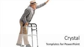  Presentation with walker - Beautiful theme featuring elderly man with a walker backdrop and a white colored foreground