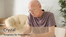  Presentation with elderly home - Theme consisting of elderly man with diabetes measuring background and a coral colored foreground