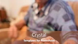  Presentation with old man - Colorful PPT layouts enhanced with elderly man with mustache playing old type guitar backdrop and a red colored foreground